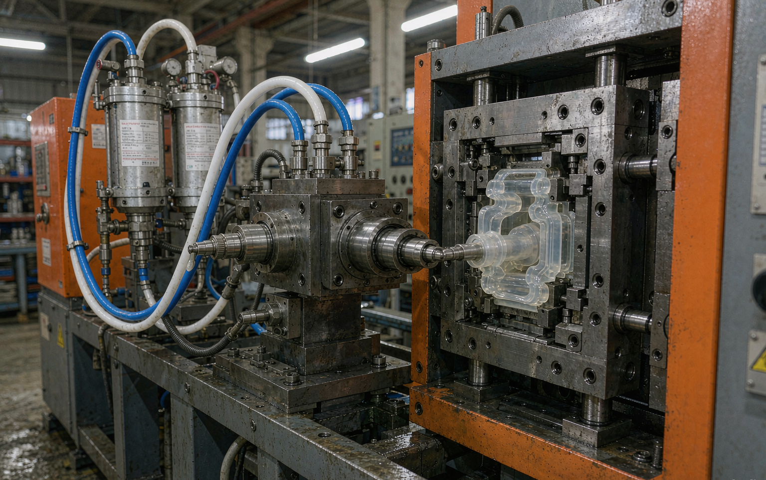 Two-component liquid silicone feeding system and open mold
